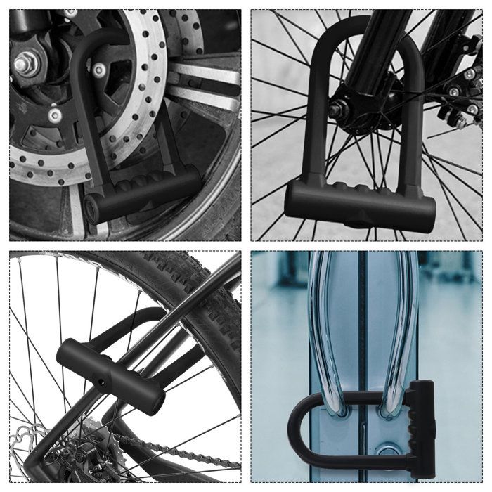 Antivol Vélo U CRIVIT Acier Carbone Noir - Avec 2 Clés - Sécurité Niveau B