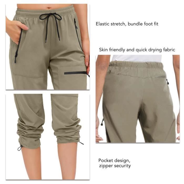 Akozon Pantalon de randonnee pour femme Marche Randonnee Capris Poches Zippees Cargo Shorts Outdoor Quick Qry vetements pantalon Khaki Cdiscount Pret a Porter