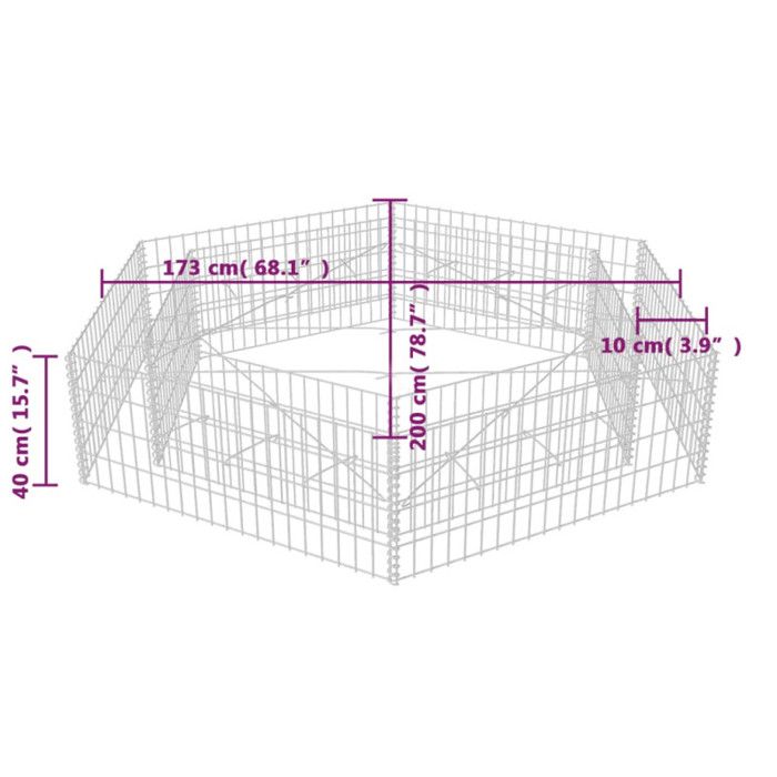 Lit Surélevé à Gabion En Acier Galvanisé 100x100x20 Cm - ATYHAO