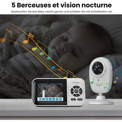 Moniteur Bébé WiFi Avec écran 7,1 Cm - Vision Nocturne, Batterie 15h, Détection Pleurs, Bidirectionnel