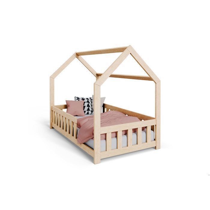Lit Enfant Lilia 80x160 Cm Blanc – 1 Grand Tiroir De Rangement, Sommier Inclus & Barrières De Sécurité
