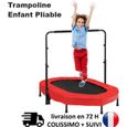 Trampoline Enfant Pliable avec Poignée, Mini Trampoline Pour Enfants Intérieur, Jouets de Sport pour Enfants, Rouge(56" x 36" x 50")-0