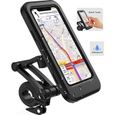 Support pour téléphone portable à vélo Moto, support étanche avec écran tactile, pour iPhone Samsung Huawei jusqu'à 6,7 pouces, Noir-0