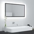 1421ROBUST•Miroir à LED de salle de bain Miroir Murale de Toilettes Parfait Gris brillant 80x8,5x37 cm Aggloméré-0