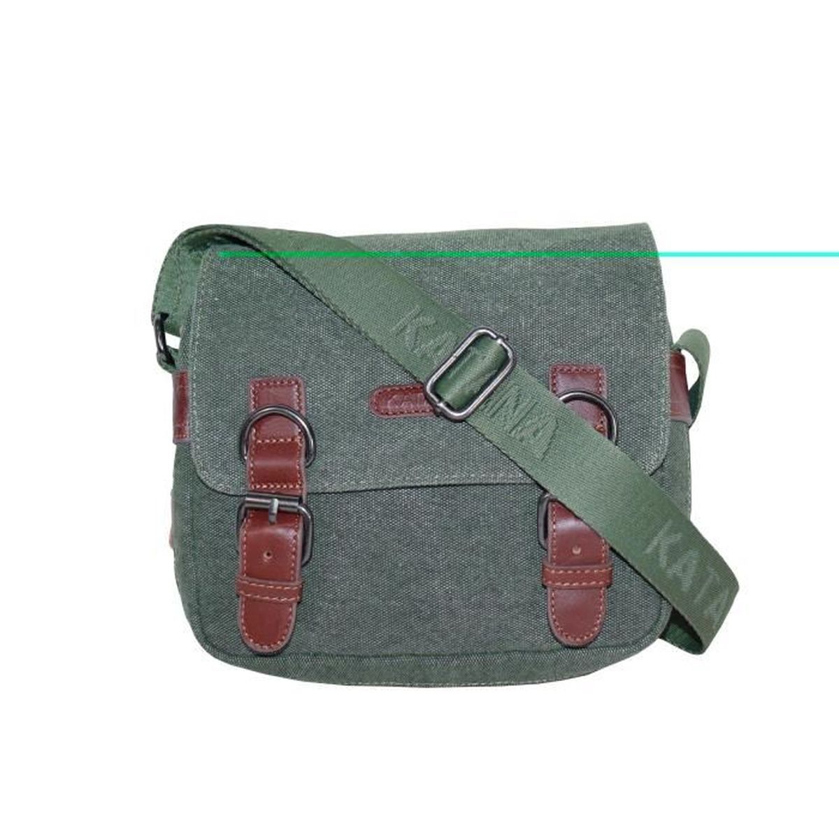 Sac Bandoulière KATANA Pour Homme - Nylon Et Cuir - Multicolore - Dimensions 24x22x6,5 Cm - Neuf Avec étiquettes