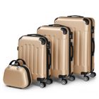 ALIGHTUP - Set de 4 Valise trolley portable 4 en 1 en ABS - 3 Valises + 1 Vanity - Or champagne