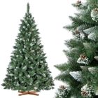 FairyTrees Sapin de Noël Artificiel 220cm | Arbre de Noël avec Support en Bois | PIN ENNEIGÉ Blanc Naturel | Made in EU