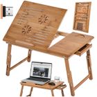 SUPPORT PC - TECTAKE - Table pour ordinateur portable Table de lit AUS BAMBUS 4 Niveaux d'inclinaison 55 x 35 x 26 cm - Marron