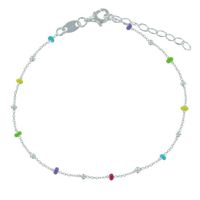 Les Poulettes Bijoux - Bracelet Argent Perles Émaillées Arc En Ciel et Perles Argent