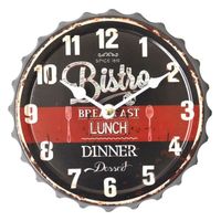 Horloge murale ronde décorative en tôle de bière vintage, métal noir et rouge, restaurant bistrot, décoration rétro pour salon,