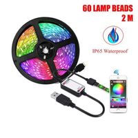 gift-Ruban lumineux LED RGB 2m 5V Multicolore  - Rubans à LED Etanche 1M 60 LED avec contrôle APP - Kit de bandes lumineuses USB