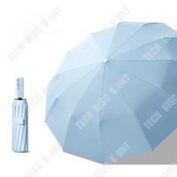 TD® Parapluie noir en caoutchouc Parapluie automatique à grand os Parapluie à trois volets Parasol Protection UV Parapluie pliant