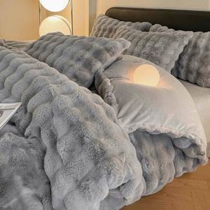 Dessus De Lit Gris Fourrure Orso 240x250 Cm | Couverture Duvet Simili Fourrure Douce Et Chaude