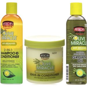 APRÈS-SHAMPOING Sets de shampooings et après-shampooings African Pride - Lot de 3 soins capillaires anti-casse Olive Miracle - shampoing 797134