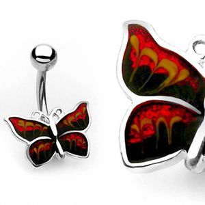 Lot De 4 Anneaux De Piercing Nombril En Acier Inox - Motifs Fleur & Papillon - Pour Femmes Et Filles - Accessoire Plage, Fête, Quotidien