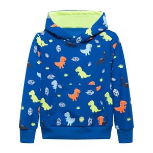 SWEATSHIRT Sweat à Capuche Enfant Hoodie Dinosaure Sweat-Shirt Garçon Pull Réfléchissant avec Poche Bleu