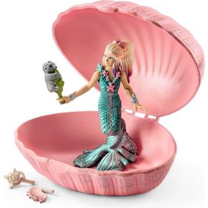 Schleich 70564 Figurine Sirène avec bébé Phoque dans Un Coquillage 