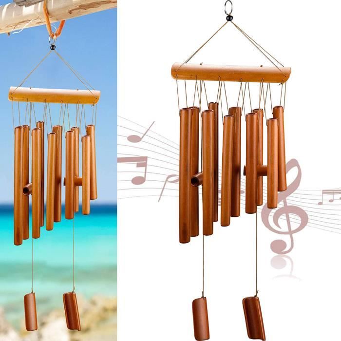 Carillon éolien en bambou ornement fait à la main carillons éoliens en noix  de coco en bambou pour carillon éolien en bois ext[406] - Cdiscount Jardin