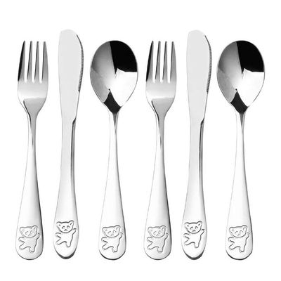 Set De Couverts Enfants Bomtop 8 Pièces En Inox - Fourchettes, Cuillères, Couteaux, Poignées Ourson | Pour Maison, école, Cadeau Garçon/fille