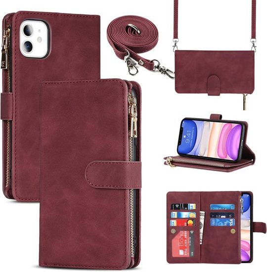 ZYIMOU Coque IPhone 11 Cuir PU Flip - Portefeuille Magnétique Avec Emplacements Cartes Noir
