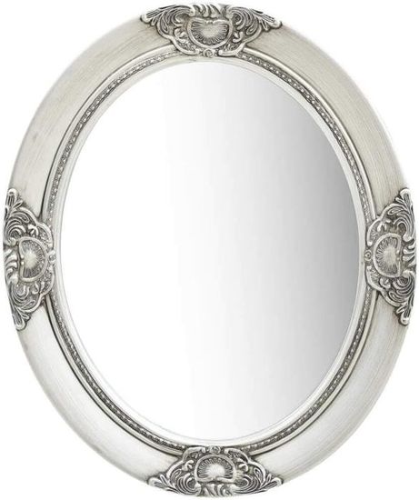 Miroir Mural Baroque Blanc 180 X 80 Cm - En Bois Avec Facettes - Miroir Grande Taille Pour Dressing Ou Salon
