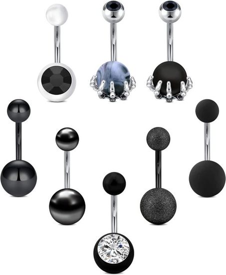 Kabwea Piercing Nombril 14G – Acier Chirurgical 316L – Lot 3 Designs – Bijou Nombril Esthétique Et Hypoallergénique