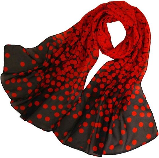 Foulard En Mousseline De Satin à Pois - 148x34 Cm - Toucher Soyeux - Pour Toutes Occasions (mariage, Soirée, Voyage) - 2