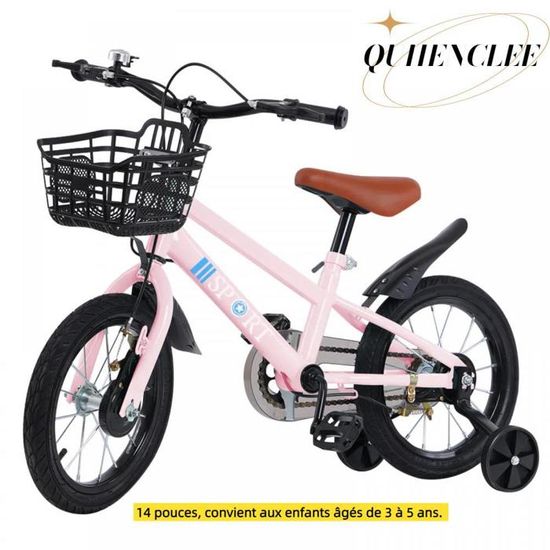 Vélo 14 Pouces Pour Enfant De 3 à 6 Ans – Roues Stabilisatrices Amovibles, Selle Et Guidon Réglables, Léger Et Sécurisé