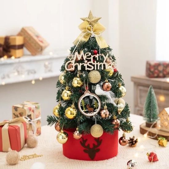 Sapin De Noël Décoratif Miniature 30 Cm - En Peluche PVC Et Lin Avec Flocons De Neige - Ornement De Bureau, Maison, Décoration De Noël