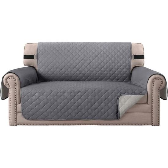 Protège-Canapé Universel Imperméable Et Anti-Griffes - Grande Taille 210x420 Cm, Antidérapant, Lavable En Machine - Gris