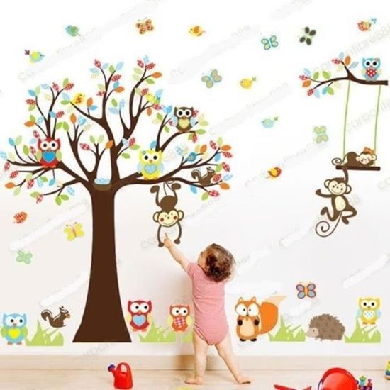 HGDESIGN® Sticker Mural Autocollant Motif Chouette Sur Livres