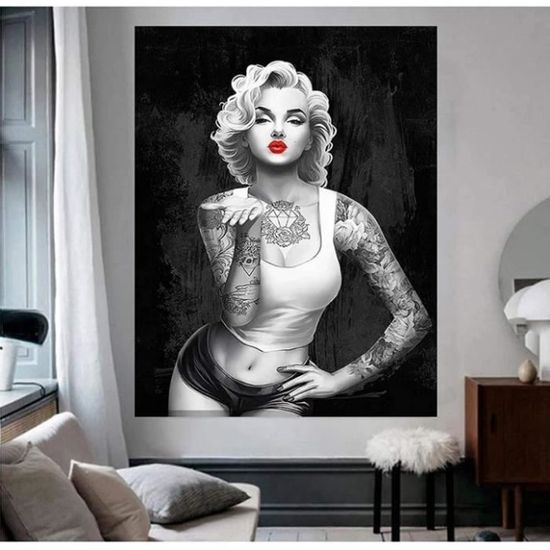 HANTIAN Peinture Par Numéro Adulte – Kit DIY Marilyn Monroe 40x50cm, Toile Pré-imprimée, Pinceaux & Peintures Acryliques Inclus – Idée Cadeau Loisir Créatif Déco Maison