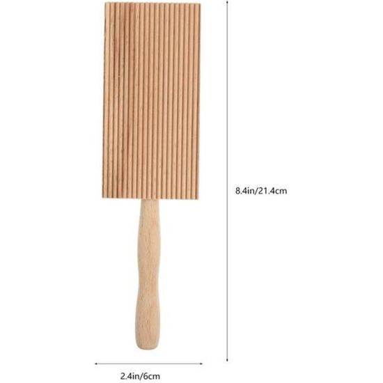 Palette Bois Planche à Gnocchi En Bois - 21,5x8,5cm - Pour Pâtes Maison - Texture Rainurée - Poignée Ergonomique Machine Spaghetti Manuelle