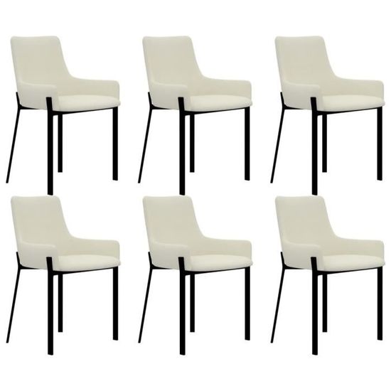 64749Haut de gamme® Lot de 6 Chaises de salle à manger - Chaise à dîner - Robustes et Résistantes - Crème Tissu