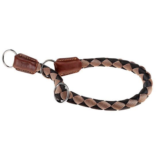 Fouet Over & Under Extra Long Ozark – 65 Cm, Rouge/marron, Nylon Tressé Et Cuir