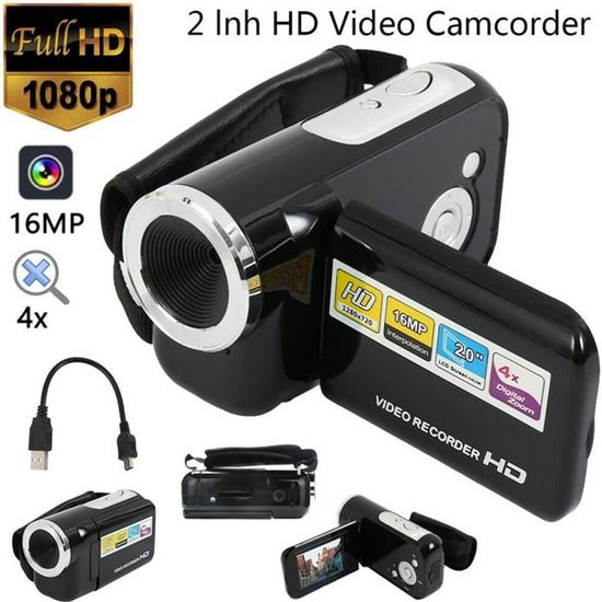 Caméra HD numérique mini DV neutre -noire, Caméscope Pro Caméra Vidéo Numérique DV 1080P FULL HD 2.0" LCD 16MP 16x Zoom 4x AV Sortie