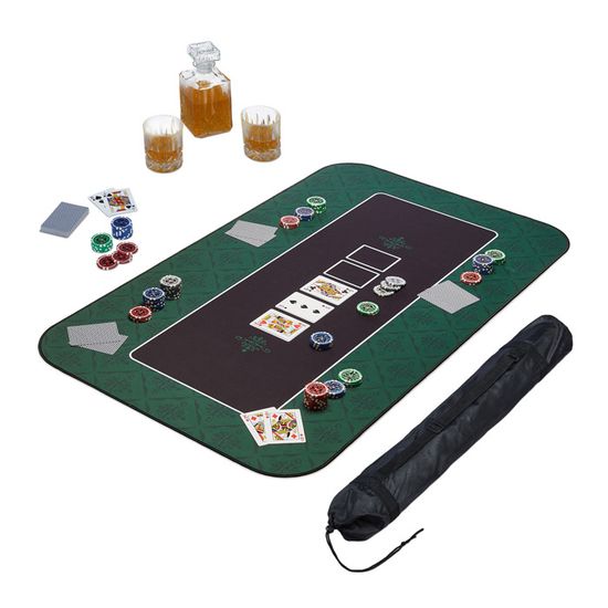Tapis De Poker Relaxdays 180x90 Cm Vert - Antidérapant Et Résistant Pour Soirées Texas Holdem