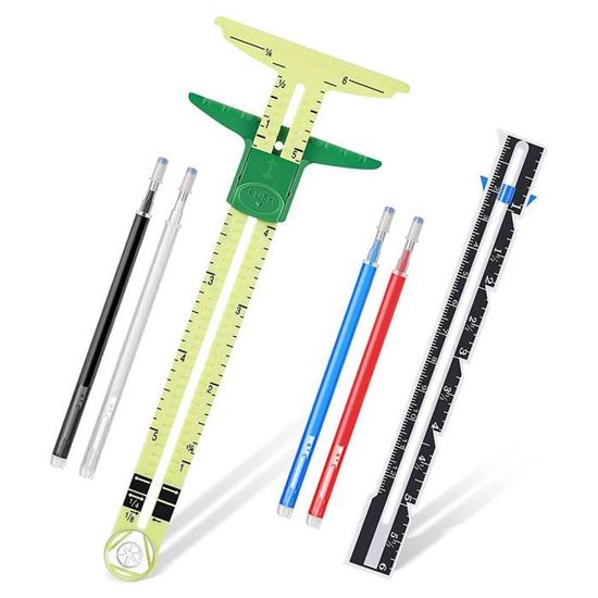 Lot De 3 Jauges De Couture Métal - Règle Coulissante Pour Ourlets, Plis - 15,2 Et 17,8cm