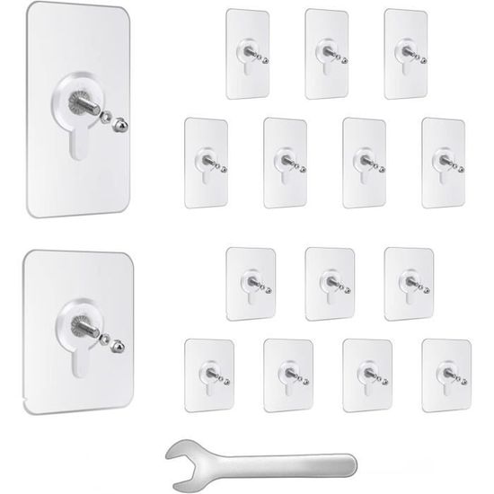Lot de 4 crochets carrés autocollants - Crochets muraux adhésifs noirs mats pour suspendre des Lot de 4 crochets carrés autocollants - Crochets muraux adhésifs noirs mats pour suspendre des