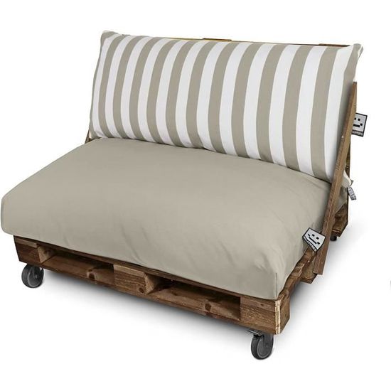 Coussins Pour Meubles Palette Natalia - Set Assise Et Dossier, Tissu Acrylique Imperméable - Anthracite
