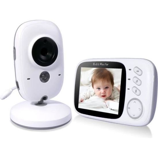 DS34130-Babyphone Caméra, CoolFun Bébé Moniteur Vidéo Sans fil 3,2" Écran LCD Couleur Ecoute Bébé Vidéo avec Caméra Vision Nocturn