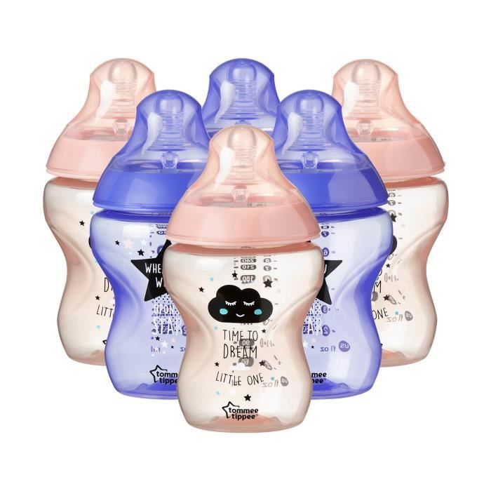 TOMMEE TIPPEE Biberon 260ml x6 Catch Me Quick, Rose Décoré