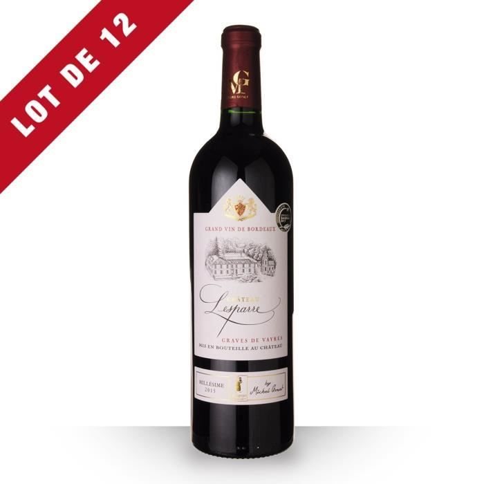 Lot de 12 - Château Lesparres 2015 AOC Graves de Vayres - 12x75cl - Vin Rouge
