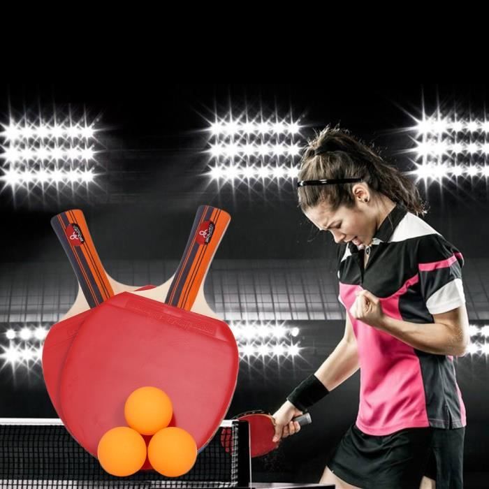 Set De Tennis De Table - 2 Raquette Ping Pong De Peuplier+ 3 Balle+1 Sac