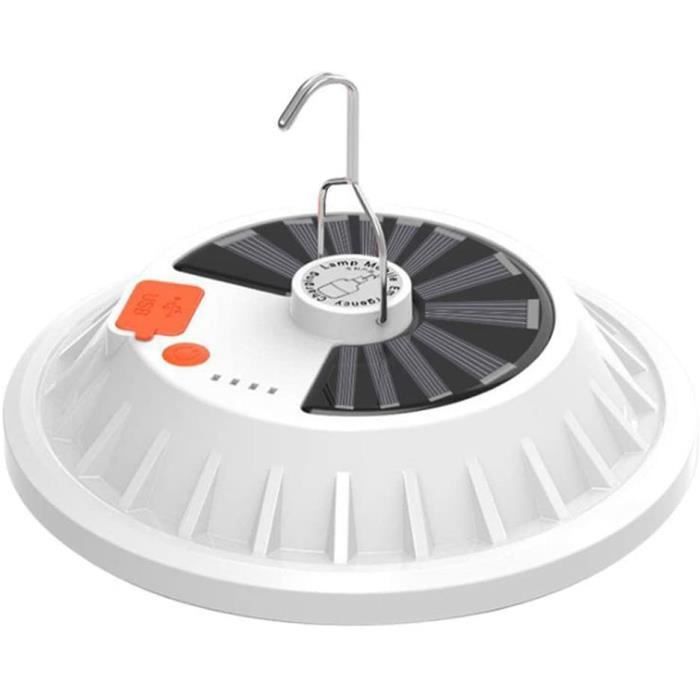 Lanterne Solaire Allume 5 Modes, Lampe LED Ultra Lumineuse Rechargeable USB avec Sortie De Batterie Externe, Éclairage