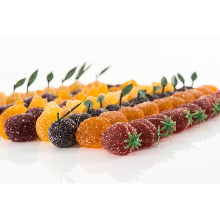 Pâtes de fruits en boite de 1 Kg,saveurs (fraise, poire, cerise noire, ananas, framboise, abricot, orange, mangue, cassis),