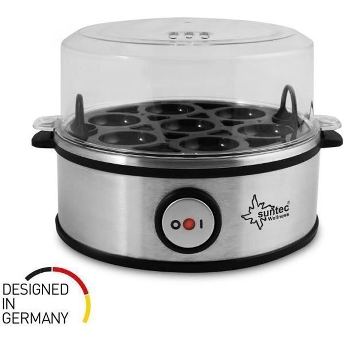 SUNTEC Cuiseur à œufs inox EGG-8564 design [Pour 1 à 7 œuf(s), degré de cuisson réglable, signal sonore, avec bol pour œufs