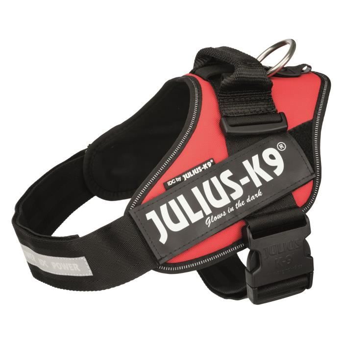JULIUS K9 Harnais Power IDC 1–L : 63–85 cm - 50 mm - Rouge - Pour chien