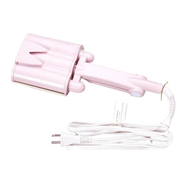 GY2387 Barre à friser tête de rouleau d'oeuf ondulation de l'eau barre à friser à trois barres*Pink 32mm