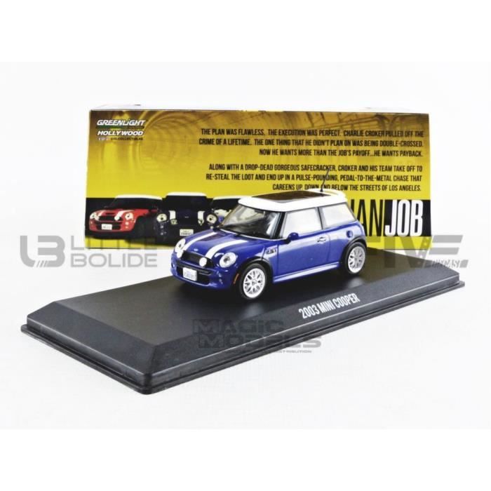Voiture Miniature de Collection - GREENLIGHT COLLECTIBLES 1/43 - MINI (NEW) Mini Cooper S - The Italian Job 2003 - Blue / White -